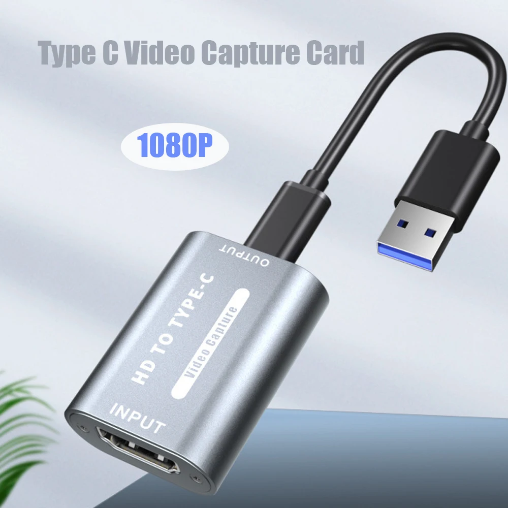 Карта видеозахвата Type-C HDMI-совместима с USB 1080P HD Запись игр для PS4/5 переключателей