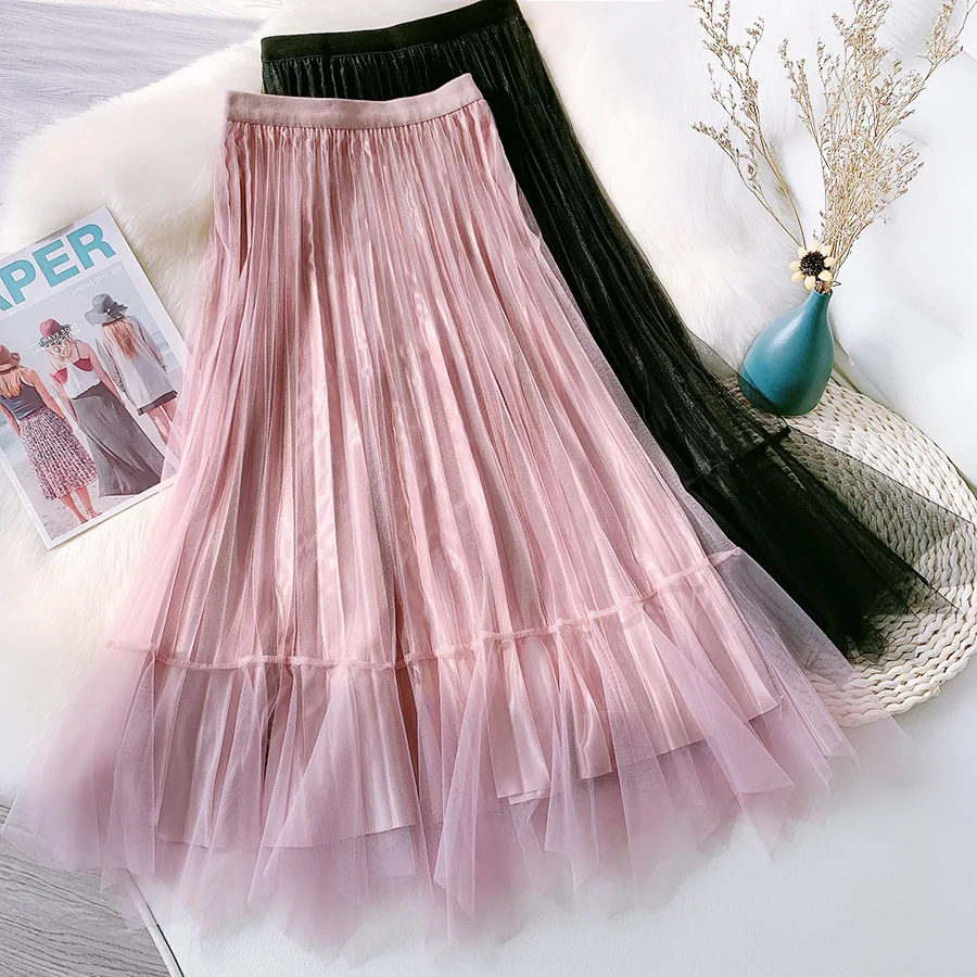 Tulle Skirts Womens Long Pleated Skirt Black Pink Tulle Skirt Women 2020 Spring Summer Korean Elastic High Waist Mesh Tutu Skirt
Tulle Skirts Womens Long Pleated Skirt Black Pink Tulle Skirt Women 2020 Spring Summer Korean Elastic High Waist Mesh Tutu Skirt