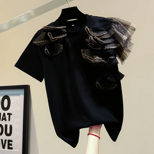 Women's T-Shirt 2021 Spring and Summer Korean Style Loose Round Neck Sweet Personality Mesh Stitching Polka Dot Bow Shirt Tops
Women's T-Shirt 2021 Spring and Summer Korean Style Loose Round Neck Sweet Personality Mesh Stitching Polka Dot Bow Shirt Tops