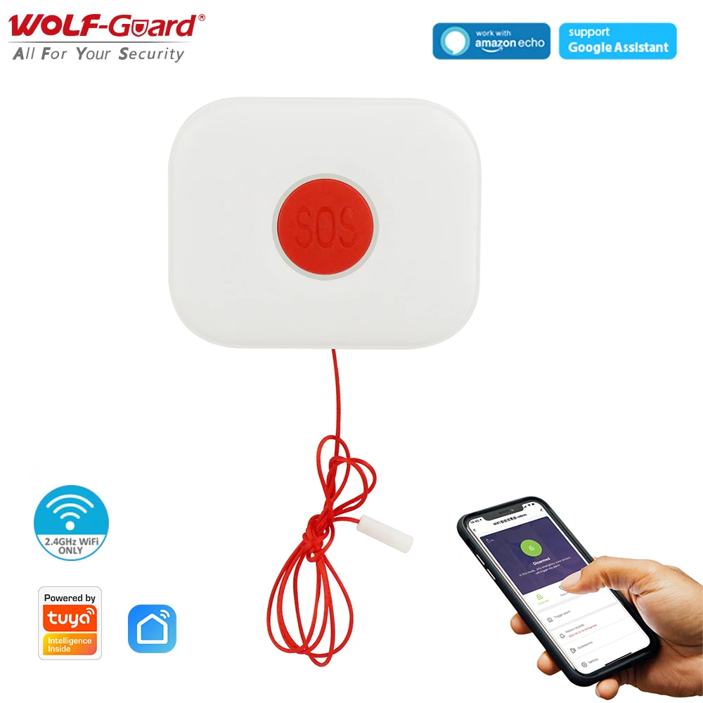 Wolf Guard WiFi SOS Button Health Alert Systems Personal Alarm Security Waterproof for Disabled Older Child work with Alexa / Tu
Wolf Guard WiFi SOS Button Health Alert Systems Personal Alarm Security Waterproof for Disabled Older Child work with Alexa / Tu