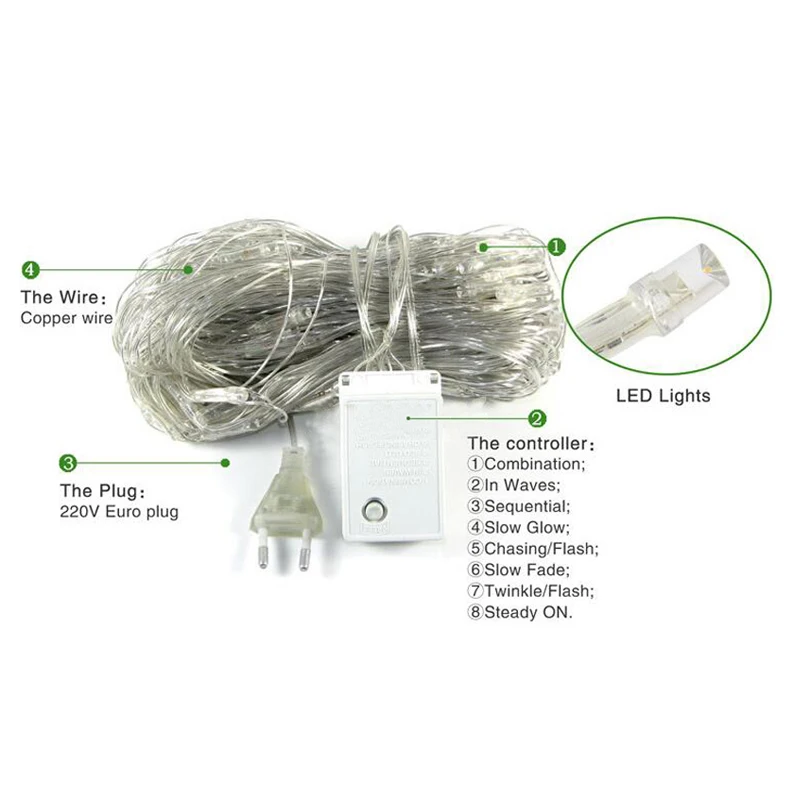 2020 LED String Lights 8 Modes 220V 1.5x1.5m 3X2M 4X6M 8x10M Festival Christmas Decoration New Year Wedding Party Waterproof
2020 LED String Lights 8 Modes 220V 1.5x1.5m 3X2M 4X6M 8x10M Festival Christmas Decoration New Year Wedding Party Waterproof