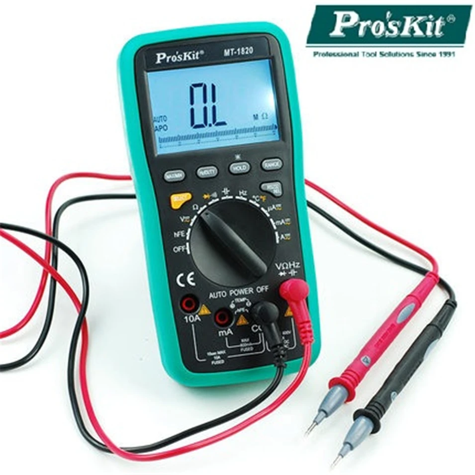 Мультиметр Pro'skit MT-1820 3 5/6, двойной дисплей, многофункциональный цифровой мультиметр, высокая точность, USB, с компьютером, защита от перегорани...
Мультиметр Pro'skit MT-1820 3 5/6, двойной дисплей, многофункциональный цифровой мультиметр, высокая точность, USB, с компьютером, защита от перегорани...