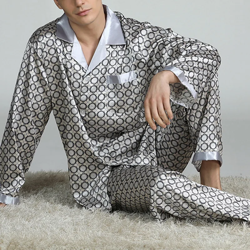 Mens Stain Silk Pajama Sets Pajamas Men Sleepwear Modern Style Silk Nightgown Home Male Satin Soft Cozy Sleeping
Mens Stain Silk Pajama Sets Pajamas Men Sleepwear Modern Style Silk Nightgown Home Male Satin Soft Cozy Sleeping