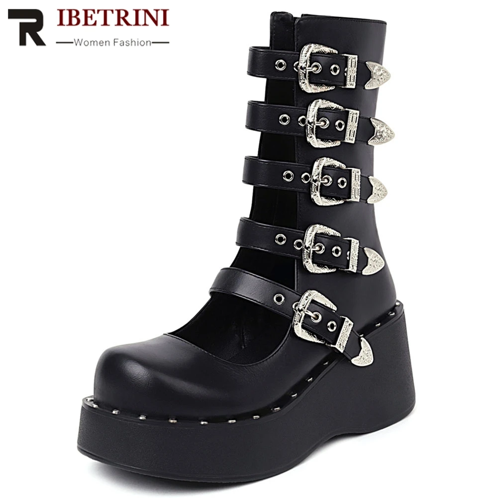 Summer Black Buckle Strap Boots Platform Wedges Zipper women's Fashion Goth Cool Girls Shoes Casual Roman 2021 Luxury Brand New
Summer Black Buckle Strap Boots Platform Wedges Zipper women's Fashion Goth Cool Girls Shoes Casual Roman 2021 Luxury Brand New