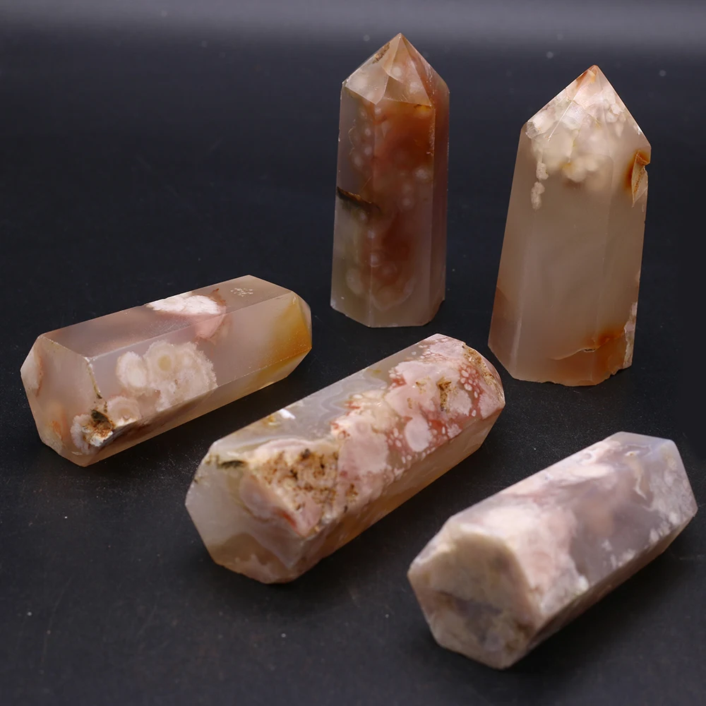 Natural Cherry Blossom Agate Crystal Tower Hexagonal Prism Ornament Aura Healing Energy Crystal Stone DIY Jewelry Decor Gift2PC
Natural Cherry Blossom Agate Crystal Tower Hexagonal Prism Ornament Aura Healing Energy Crystal Stone DIY Jewelry Decor Gift2PC