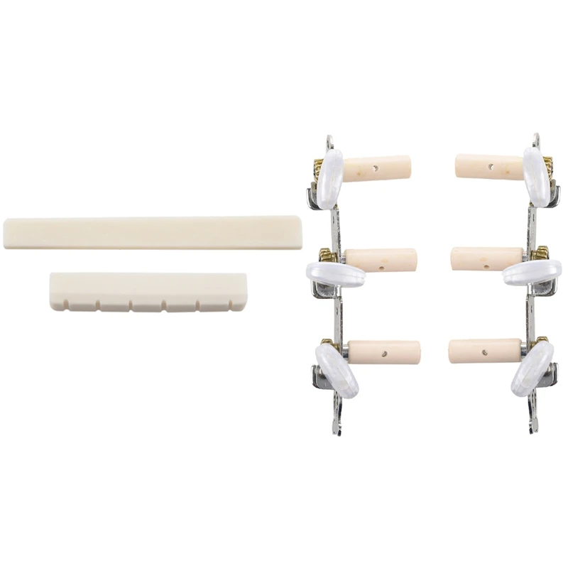 6Pcs Classical Guitar Tuning Pegs Machine Heads Oval Button with Classical Guitar Bone Slotted Saddle Nut Set
6Pcs Classical Guitar Tuning Pegs Machine Heads Oval Button with Classical Guitar Bone Slotted Saddle Nut Set