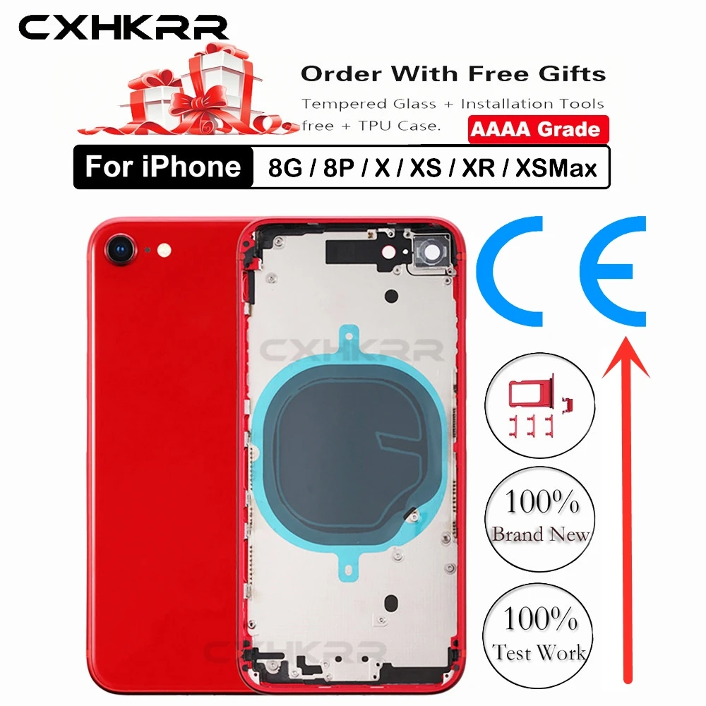Для IPhone 8 8plus X/XS/XR задний корпус средняя рамка с задней крышкой батарейного отсека