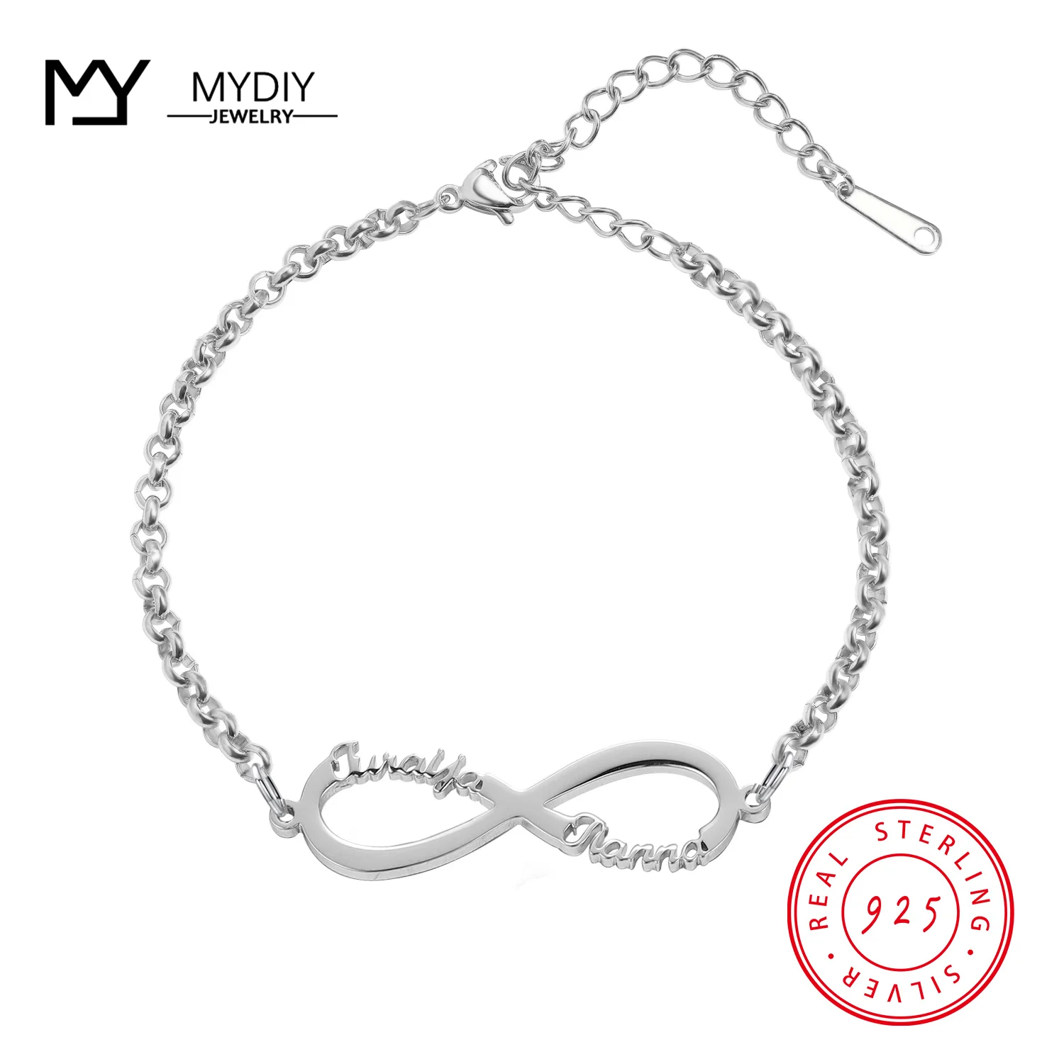 MYDIY Customized Infinite Loop Bracelet Personalized 925 Sterling Silver Jewelry Handmade Bracelet Customized Jewelry Gifts
MYDIY Customized Infinite Loop Bracelet Personalized 925 Sterling Silver Jewelry Handmade Bracelet Customized Jewelry Gifts