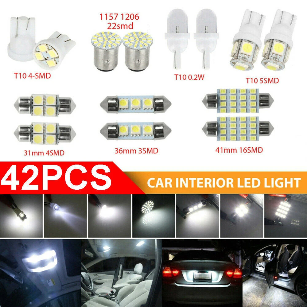 42Pcs Auto Car Interior White LED Lights For Dome License Plate Mixed Lamp Accessories
42Pcs Auto Car Interior White LED Lights For Dome License Plate Mixed Lamp Accessories
