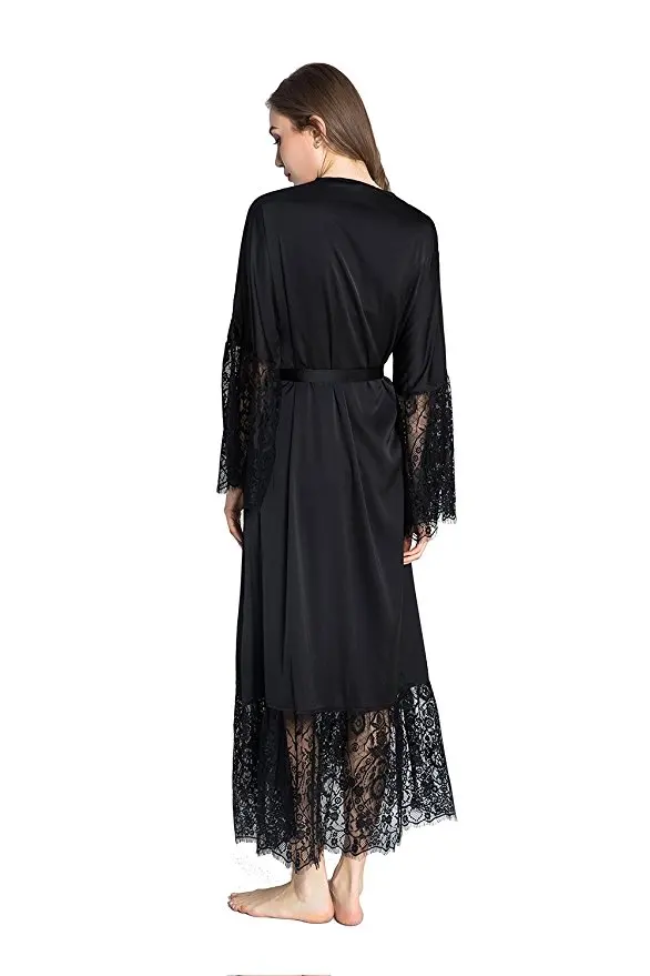 Summer Lace Patchwork Satin Kimono Robe Sexy Sleepwear Lingerie Chemises Women Silk Long Nightgown Wedding bridesmaid Robes
Summer Lace Patchwork Satin Kimono Robe Sexy Sleepwear Lingerie Chemises Women Silk Long Nightgown Wedding bridesmaid Robes