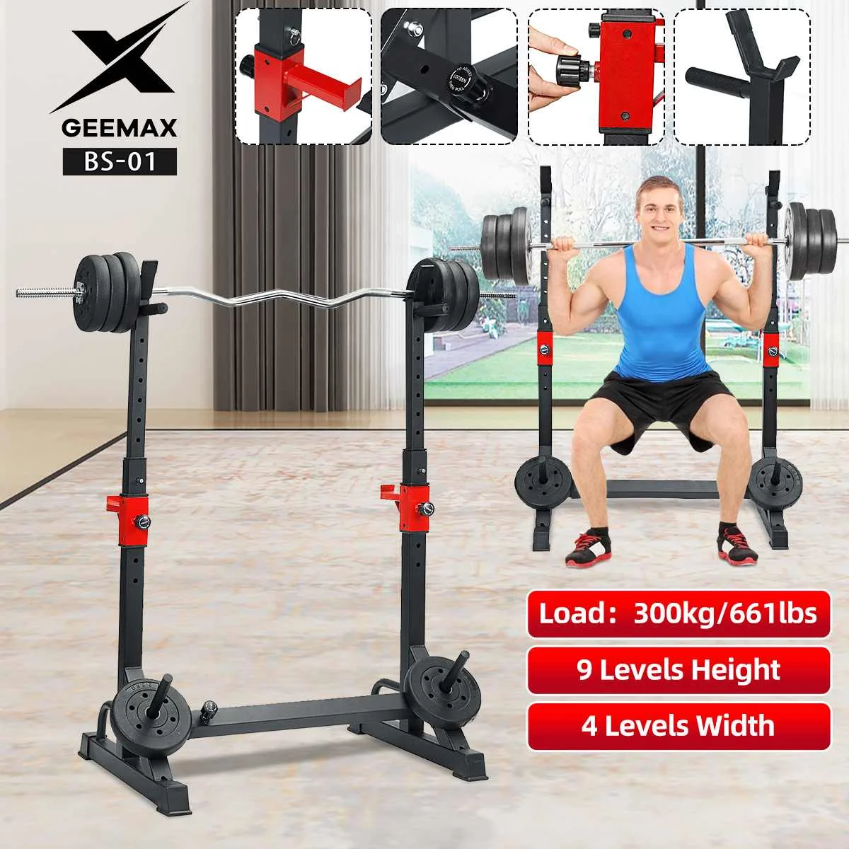 GEEMAX BS-01 300KG Steel Weight Lifting Dumbbell Bar Adjustable Squat Rack Exercise Stand Home Fitness Barbells Bars Workout US
GEEMAX BS-01 300KG Steel Weight Lifting Dumbbell Bar Adjustable Squat Rack Exercise Stand Home Fitness Barbells Bars Workout US