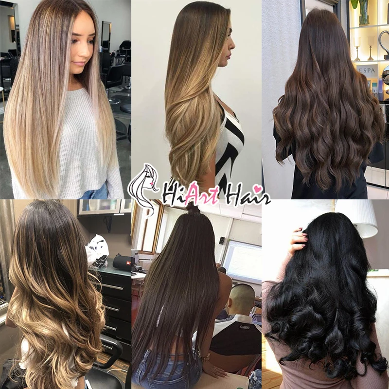 HiArt 100 г человеческие волосы для наращивания 100% Remy с двойным нарисованным краем 2020