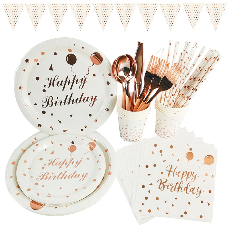 Rose Gold Party Happy Birthday Decoration Disposable Tableware Paper Cup Plate Napkins First 1st Birthday Girl Party Baby Shower
Rose Gold Party Happy Birthday Decoration Disposable Tableware Paper Cup Plate Napkins First 1st Birthday Girl Party Baby Shower