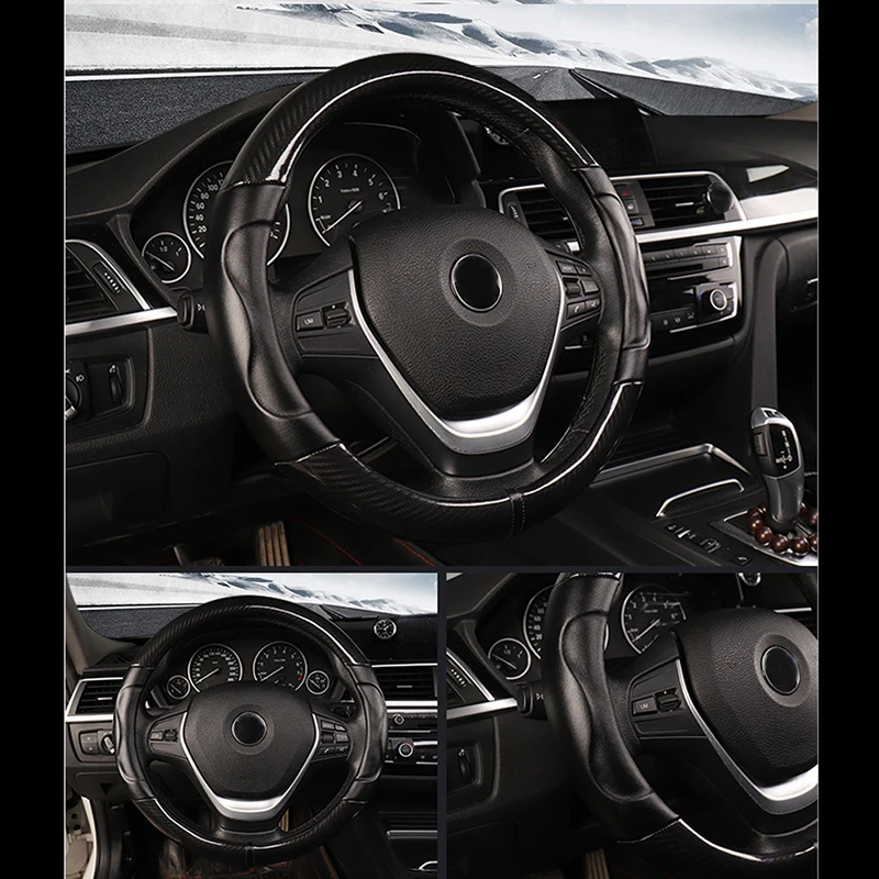 Carbon Fiber Car Steering Wheel Cover Dustproof Non-slip Faux Leather 38cm Universal Stitching New Hot
Carbon Fiber Car Steering Wheel Cover Dustproof Non-slip Faux Leather 38cm Universal Stitching New Hot