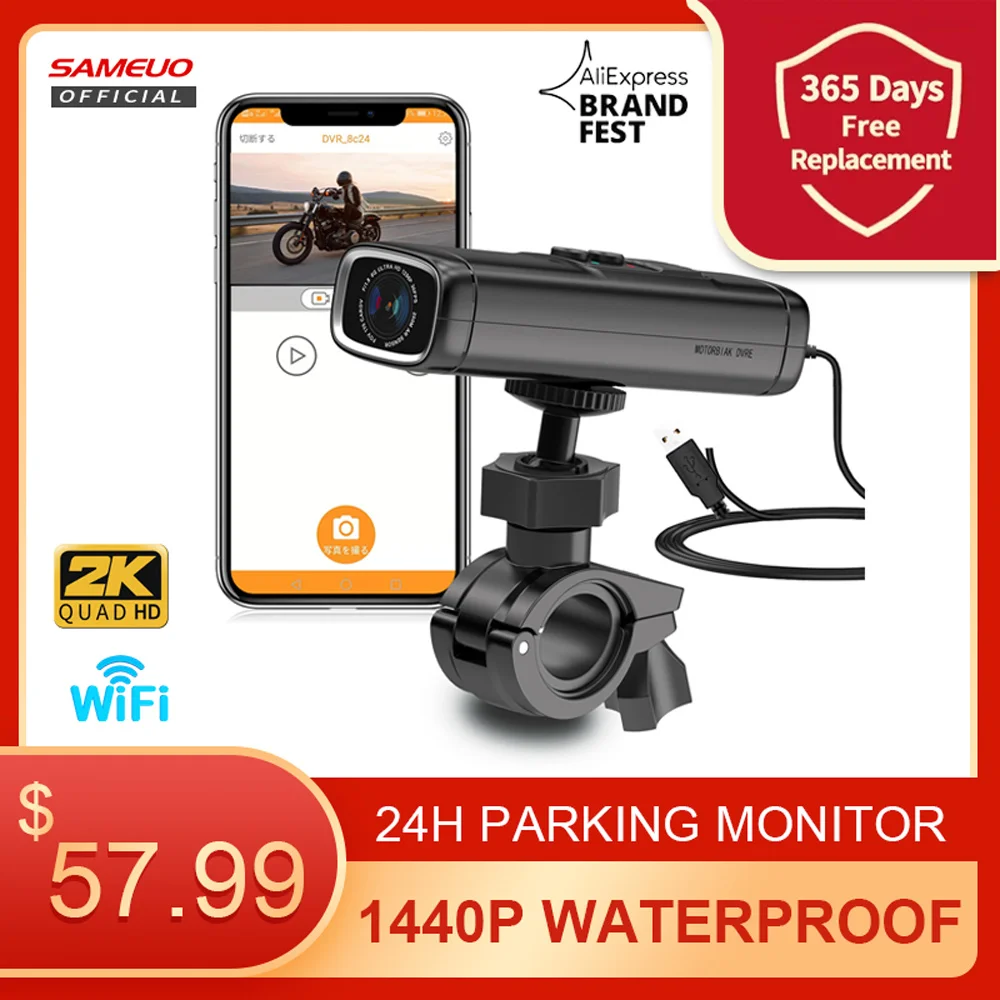 Sameuo Q1 moto rcycle Камера видео рекордер 1440P dash cam велосипед helset Moto dvr