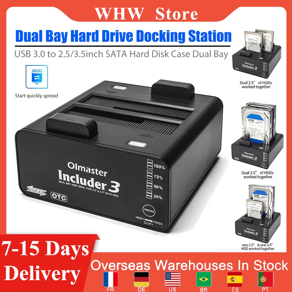 OImaster Dual Bay Hard Drive Docking Station USB 3.0 to 2.5/3.5inch SATA Hard Disk Case Dual Bay HDD SSD
OImaster Dual Bay Hard Drive Docking Station USB 3.0 to 2.5/3.5inch SATA Hard Disk Case Dual Bay HDD SSD