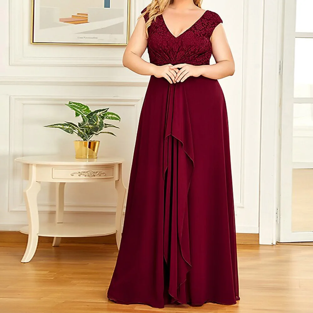 Vintage Chiffon Long Red Evening Dress Cap Sleeves V Neck Sleeveless A Line With Lace Plus Size
Vintage Chiffon Long Red Evening Dress Cap Sleeves V Neck Sleeveless A Line With Lace Plus Size