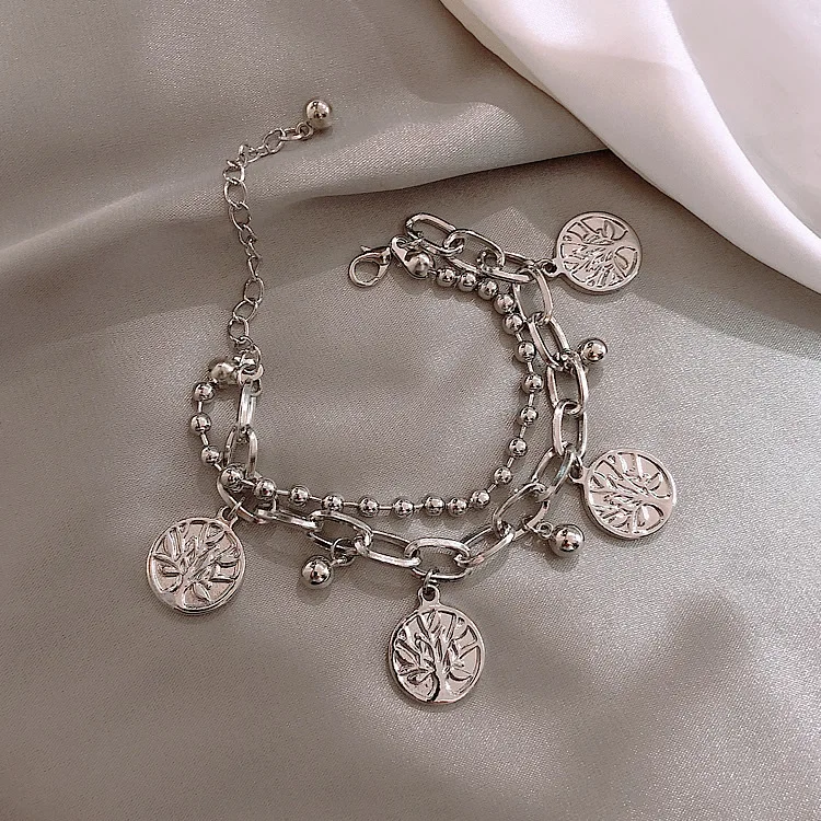 Hip Hop Bracelet Women's Fashion Metal Double Layer Tree of Life Pendant Bracelets on Hand Gift To Girlfriend Bracelets for Gir
Hip Hop Bracelet Women's Fashion Metal Double Layer Tree of Life Pendant Bracelets on Hand Gift To Girlfriend Bracelets for Gir