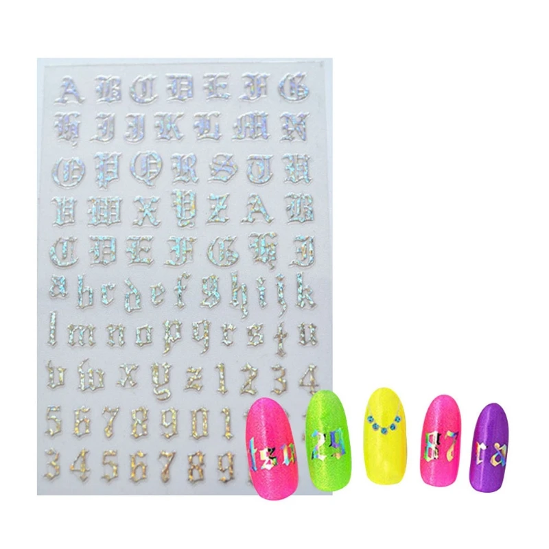 4Sheets Holographic Letter Nail Art Stickers Old English Alphabet Nail Decals Adhesive Letter 3D Nail Art Stickers For Women Gir
4Sheets Holographic Letter Nail Art Stickers Old English Alphabet Nail Decals Adhesive Letter 3D Nail Art Stickers For Women Gir