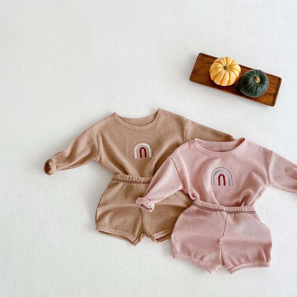 Menoea Infant Baby Girls Clothing Suits Korean Toddler Spring Rainbow Clothes Sets Kids Boys Waffle Plaid T-Shirt Shorts Outfits
Menoea Infant Baby Girls Clothing Suits Korean Toddler Spring Rainbow Clothes Sets Kids Boys Waffle Plaid T-Shirt Shorts Outfits