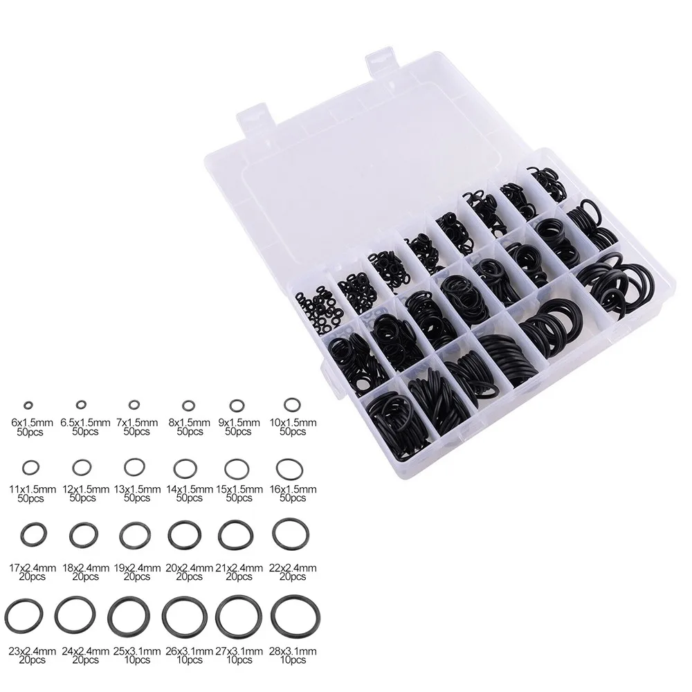 800Pcs Assorted Car Air Conditioning Rubber O Ring Seals O-Ring Washer Seal Assortment Set Kit Gasket HNBR A/C System Black
800Pcs Assorted Car Air Conditioning Rubber O Ring Seals O-Ring Washer Seal Assortment Set Kit Gasket HNBR A/C System Black