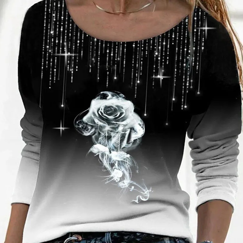 New Plus Size Rose Print Women's T-shirt O-neck Loose Long-sleeved Tops Multicolor Casual Versatile Fashion Spring Autumn Tops
New Plus Size Rose Print Women's T-shirt O-neck Loose Long-sleeved Tops Multicolor Casual Versatile Fashion Spring Autumn Tops