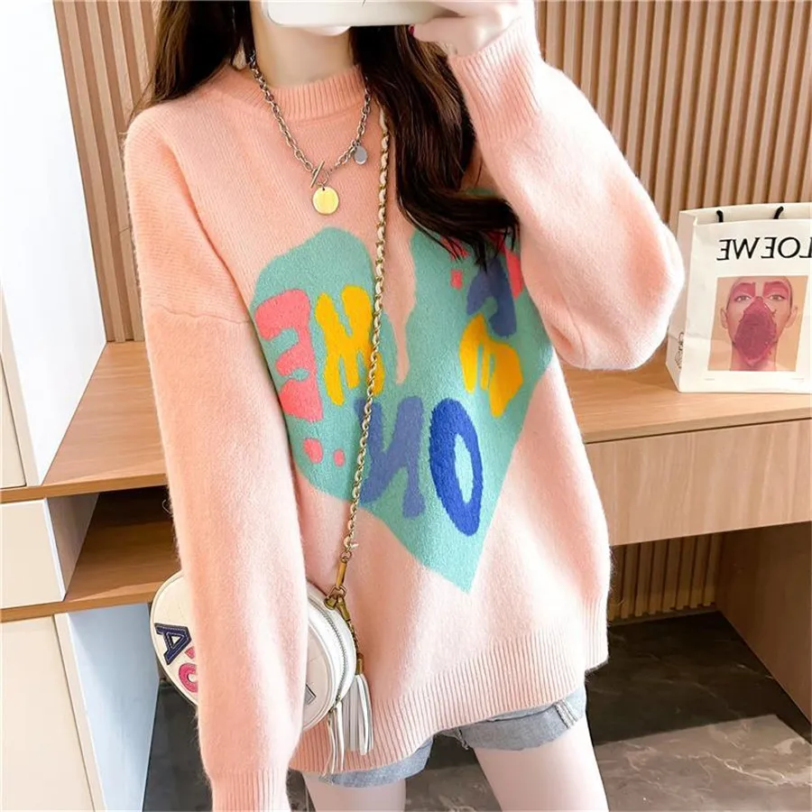 Autumn Winter Thicken Women' Sweater Love O-Neck Korean Lazy Style Casual Knitting Pullover Warm Sweater Top TT1047
Autumn Winter Thicken Women' Sweater Love O-Neck Korean Lazy Style Casual Knitting Pullover Warm Sweater Top TT1047