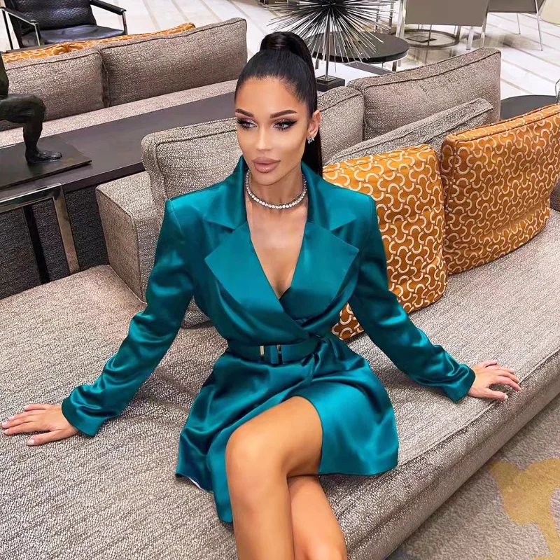 Fashion Blazer Dress with Belt Turn Down Collar Autumn Spring Elegant Office Lady Classy Party Evening Night Suit Dresses 2022 
Fashion Blazer Dress with Belt Turn Down Collar Autumn Spring Elegant Office Lady Classy Party Evening Night Suit Dresses 2022