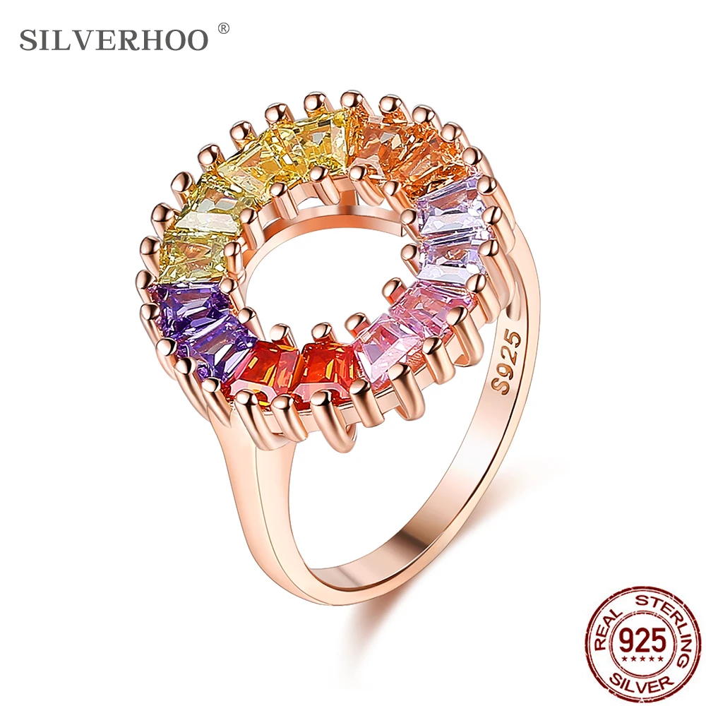 SILVERHOO 925 Sterling Silver Rainbow Rings For Women Authentic Wedding Ring Colorful Cubic Zirconia Circle Setting Fine Jewelry 
SILVERHOO 925 Sterling Silver Rainbow Rings For Women Authentic Wedding Ring Colorful Cubic Zirconia Circle Setting Fine Jewelry