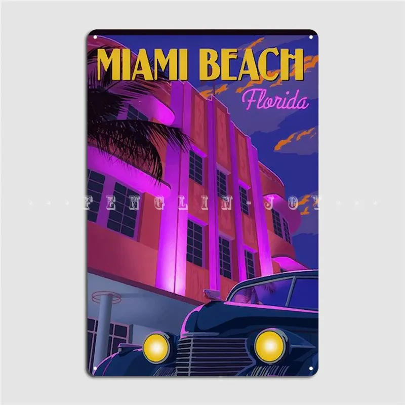 Пляжный винтажный постер Майами настенный ретро-плакат с деревянной планкой -