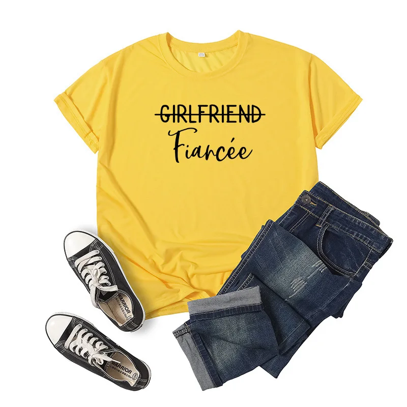 Girlfriend Fiancee Letter Print Women T Shirt Short Sleeve ONeck Loose Women Tshirt Ladies Tee Shirt Tops Camisetas Mujer
Girlfriend Fiancee Letter Print Women T Shirt Short Sleeve ONeck Loose Women Tshirt Ladies Tee Shirt Tops Camisetas Mujer