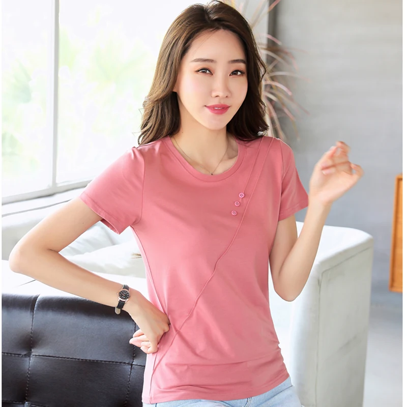 T Shirt Women 2021 Korean Summer New Morde Cotton Solid Basic O Neck Tops Female Casual Slim Thin Short Sleeves Tee Shirt femme
T Shirt Women 2021 Korean Summer New Morde Cotton Solid Basic O Neck Tops Female Casual Slim Thin Short Sleeves Tee Shirt femme