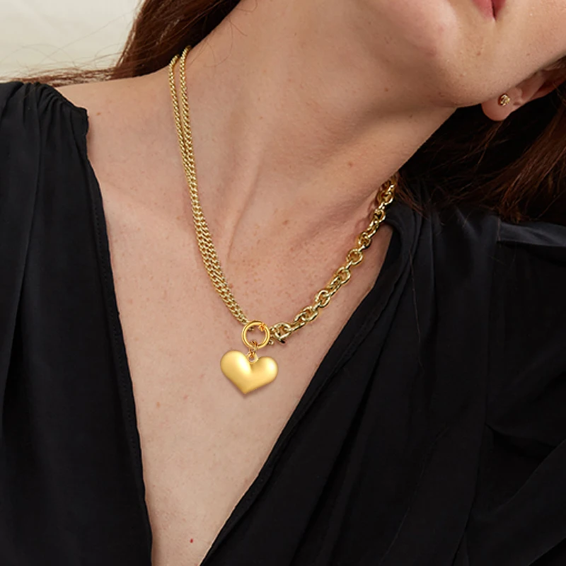 Heart Stainless Steel Women Necklace Chunky Chain Link Women Love Danity Pendant Love Gift to Mom
Heart Stainless Steel Women Necklace Chunky Chain Link Women Love Danity Pendant Love Gift to Mom