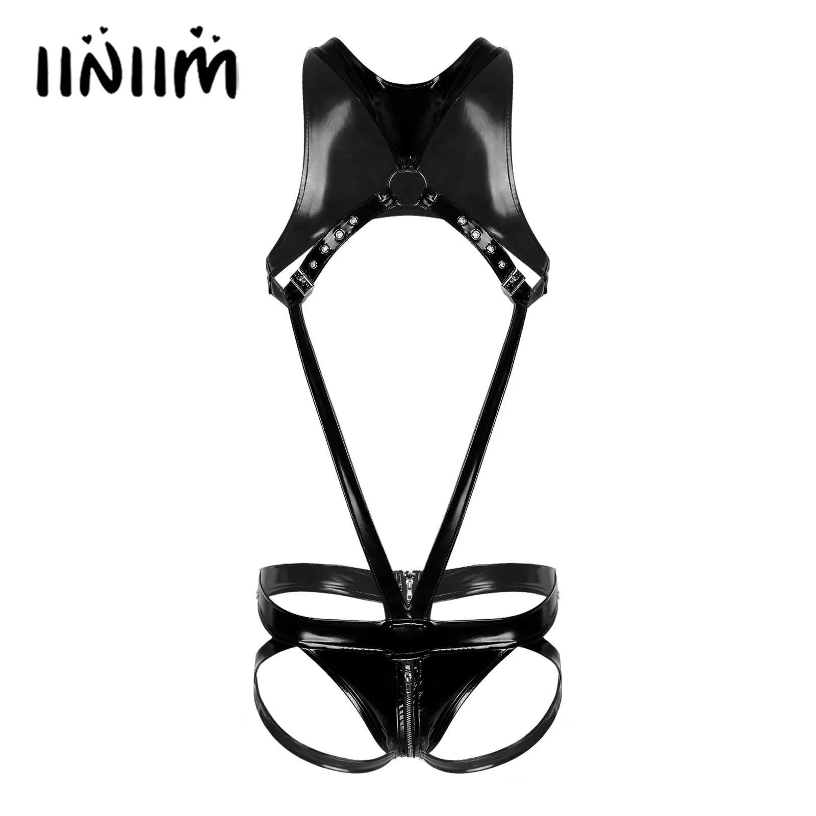 Black Mens Lingerie Patent Leather Bodysuit Zipper Crotch Leotard Underwear O Ring Adjustable Buckle Strappy Bodysuit Clubwear
Black Mens Lingerie Patent Leather Bodysuit Zipper Crotch Leotard Underwear O Ring Adjustable Buckle Strappy Bodysuit Clubwear