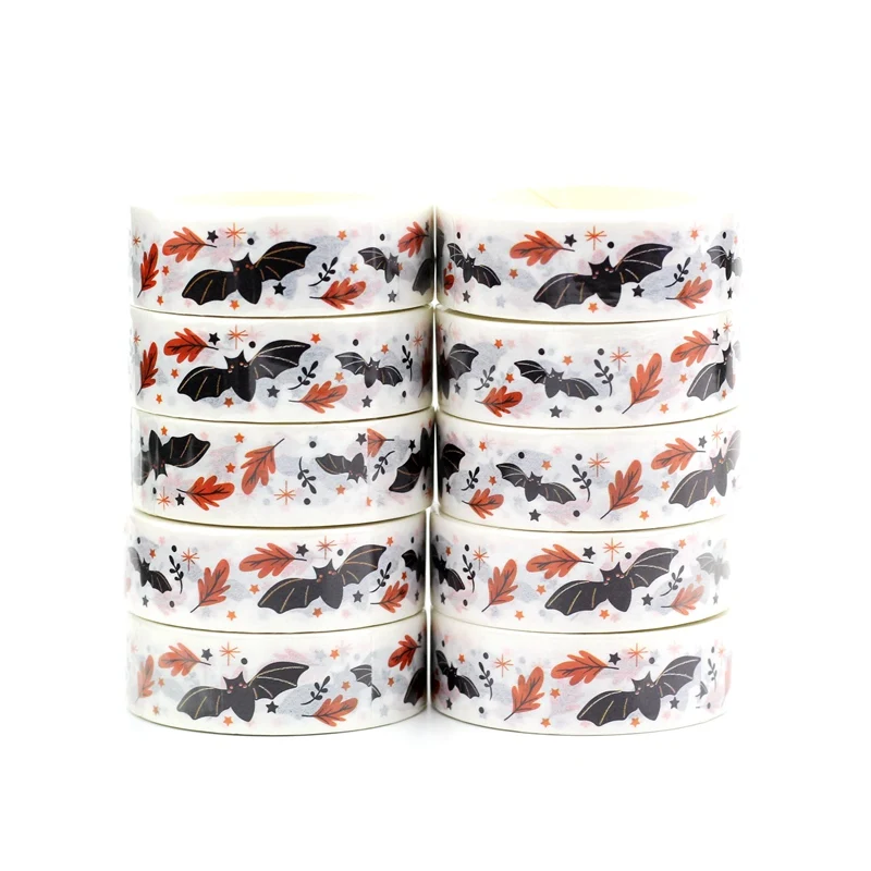 NEW 10pcs/Lot Decorative Black and Orange Bat Leaf Halloween Washi Tapes Planner Adhesive Masking Tape Cute Stationery
NEW 10pcs/Lot Decorative Black and Orange Bat Leaf Halloween Washi Tapes Planner Adhesive Masking Tape Cute Stationery
