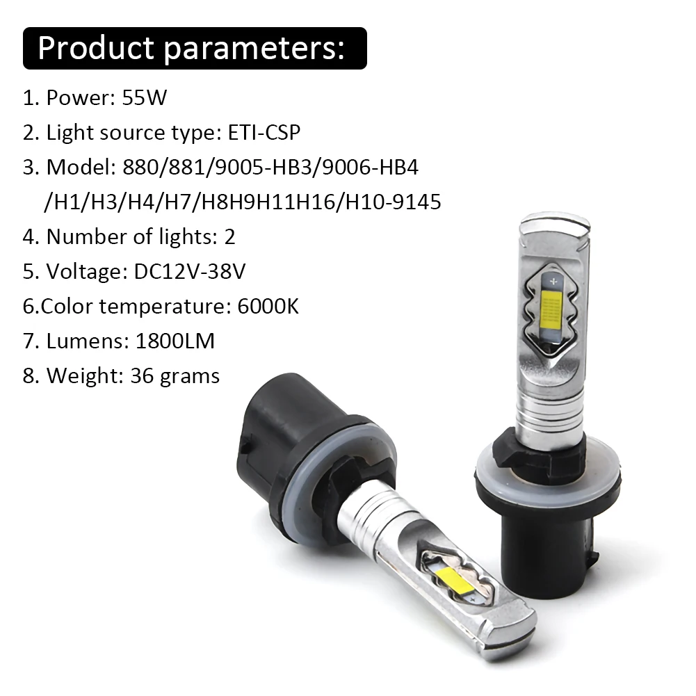 Car LED Headlight H7/H11/H8 55W High Lumen Headlight Front Fog Lamps Super Bright Ultra High Performance Headlight Bulb CSP Chip
Car LED Headlight H7/H11/H8 55W High Lumen Headlight Front Fog Lamps Super Bright Ultra High Performance Headlight Bulb CSP Chip