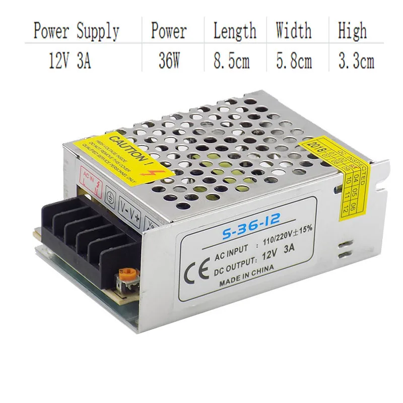 Power Supply Lighting Transformer Adapter DC 12V 3A CCTV Camera Converter for LED Strip Light Switch Driver Charger W17
Power Supply Lighting Transformer Adapter DC 12V 3A CCTV Camera Converter for LED Strip Light Switch Driver Charger W17