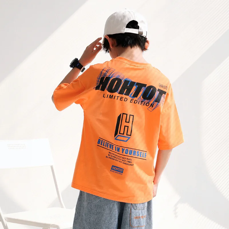 Fashion Big Boys Short Sleeve Tops Summer Children Cotton Orange O-neck Shirts Letter Print Loose T-shirt for Boys 6 8 10 12Yrs
Fashion Big Boys Short Sleeve Tops Summer Children Cotton Orange O-neck Shirts Letter Print Loose T-shirt for Boys 6 8 10 12Yrs