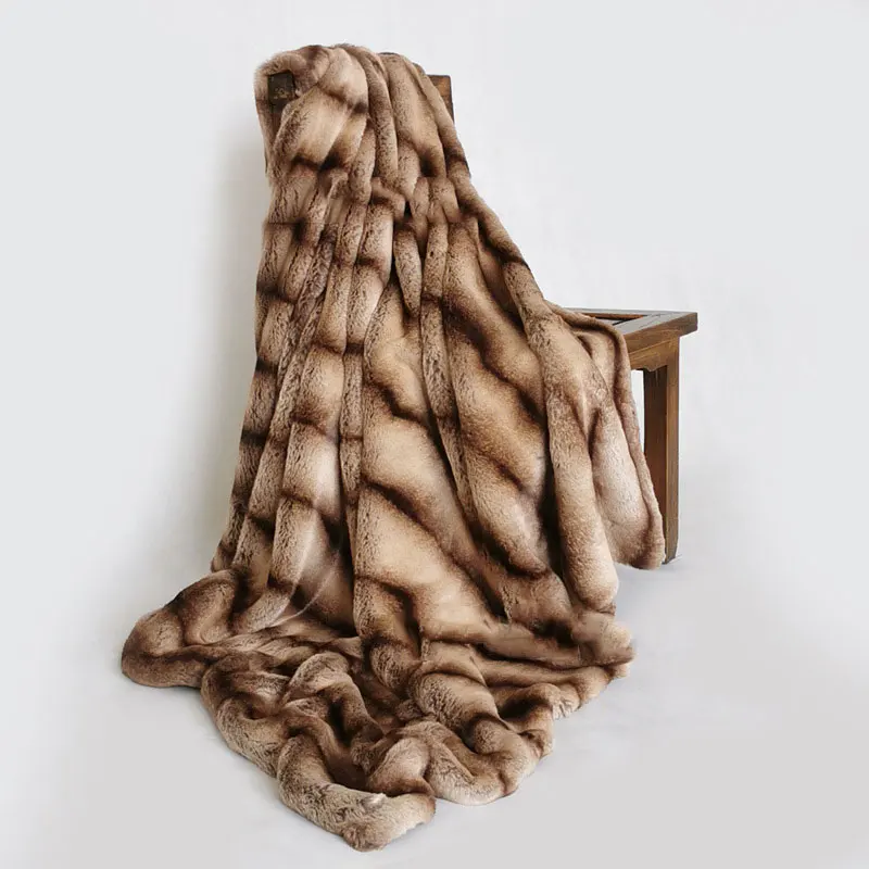 Faux fur wool blanket super soft high imitation rabbit fur blanket light coffee color stripes
Faux fur wool blanket super soft high imitation rabbit fur blanket light coffee color stripes