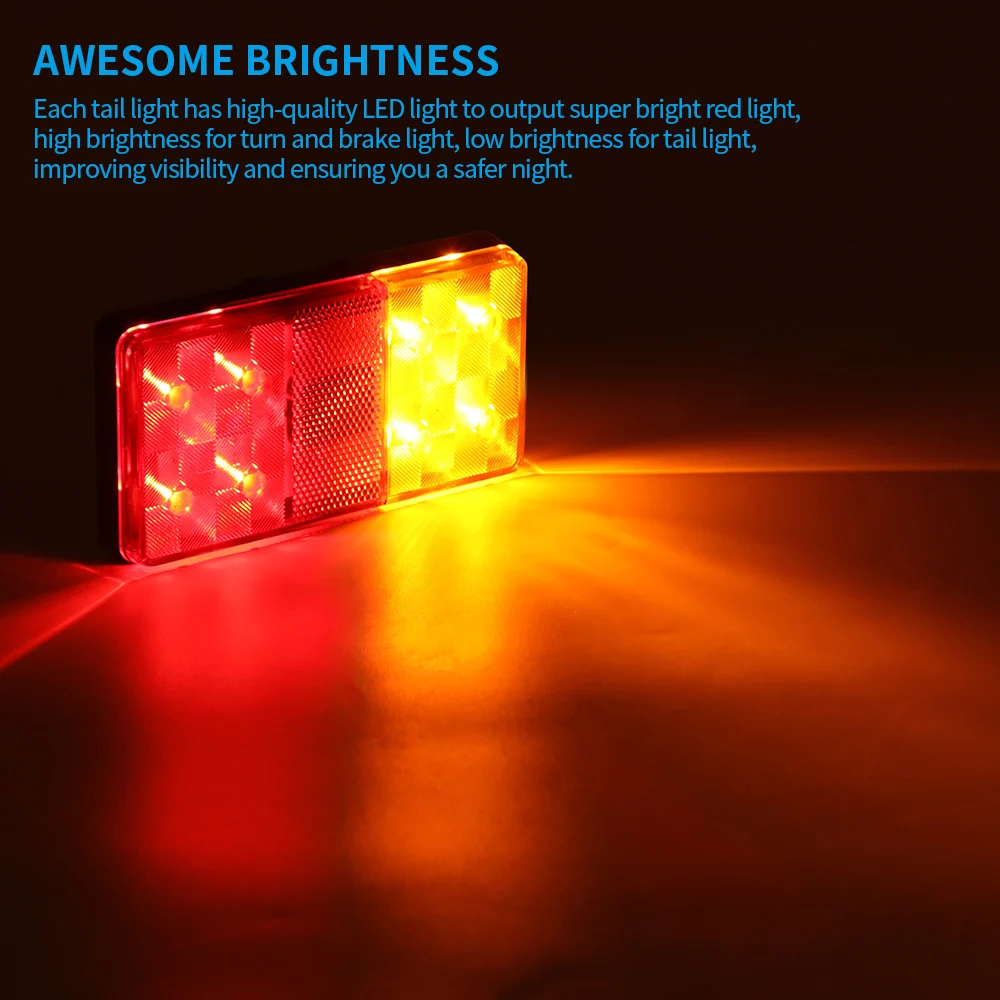 Upgraded 2Pcs 12V LED Trailer Lights Bright Tail Lamp Waterproof Stop Indicator Turn Signal Lights For Truck Bus Passenger Car
Upgraded 2Pcs 12V LED Trailer Lights Bright Tail Lamp Waterproof Stop Indicator Turn Signal Lights For Truck Bus Passenger Car