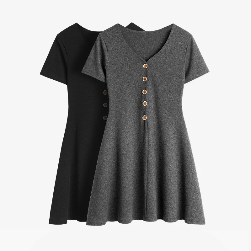 Black Dress For Women Summer New Design 2021 V-Neck Button Slim Short-Sleeved Elegant Female Outwear Tops
Black Dress For Women Summer New Design 2021 V-Neck Button Slim Short-Sleeved Elegant Female Outwear Tops