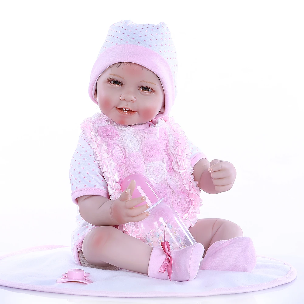 50cm 0-3Month Real Baby Size Smile With Teeth Realitic Reborn Doll Lifelike Soft Touch Weighted Body Pink Dress | Игрушки и хобби