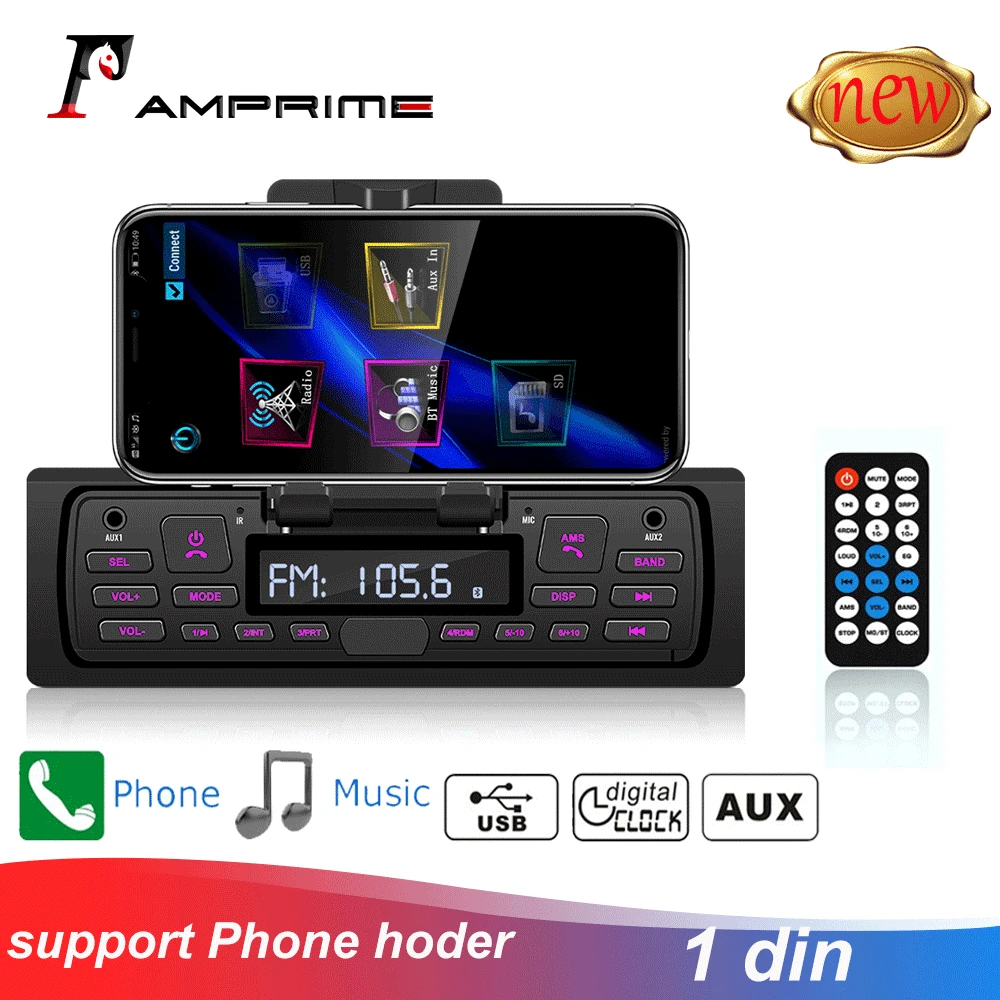 Автомобильный мультимедийный плеер AMPrime 12 В 1 DIN Bluetooth FM MP3 USB SD AUX аудио Авторадио