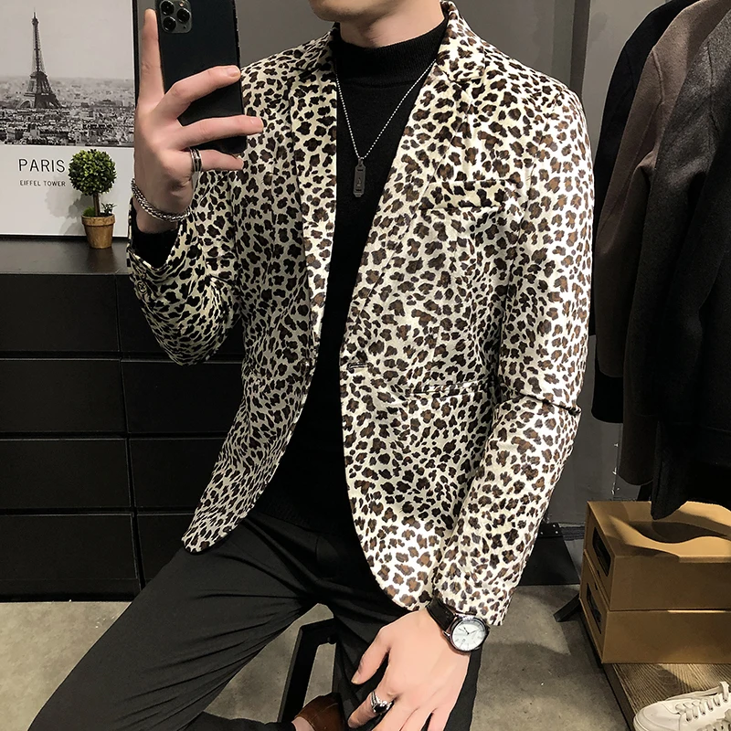 2021 New Fashion Boutique Velveteen Leopard Print Casual Men's Blazer Male Slim Dress Stage Suit Jacket
2021 New Fashion Boutique Velveteen Leopard Print Casual Men's Blazer Male Slim Dress Stage Suit Jacket