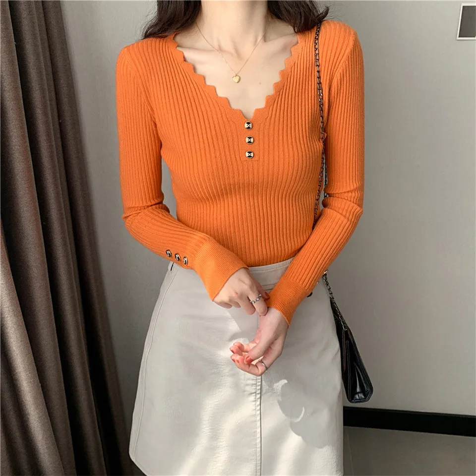 Autumn Winter Sweater Women Korea V-Neck Slim Knit Pullovers Sweaters Female All-match Solid Bottoming Knitted Pullovers Top
Autumn Winter Sweater Women Korea V-Neck Slim Knit Pullovers Sweaters Female All-match Solid Bottoming Knitted Pullovers Top