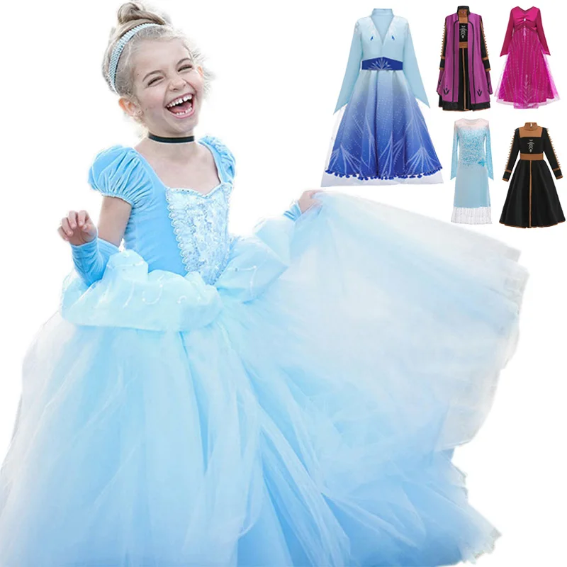 Anna Elsa Dress For Girls Carnival Cosplay Party Snow White Princess Costume Kids Dresses Girl Long | Детская одежда и обувь