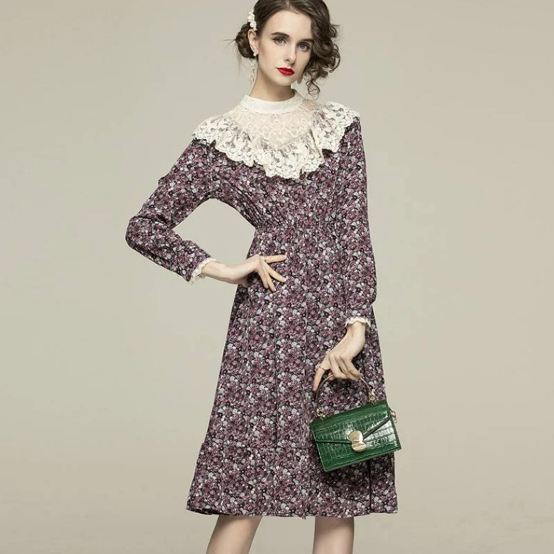 High Quality Women Spring Autumn Vintage Floral Dress Elegant Party Robe Femme Lace Splicing Ruffles Designer Casual Vestidos
High Quality Women Spring Autumn Vintage Floral Dress Elegant Party Robe Femme Lace Splicing Ruffles Designer Casual Vestidos