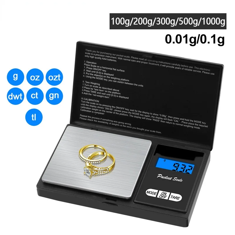 Mini electronic scale100g 200g 300g 500g 1kg 0.01g Small electronic scale digital scale for gold sterling silver jewelry scale
Mini electronic scale100g 200g 300g 500g 1kg 0.01g Small electronic scale digital scale for gold sterling silver jewelry scale