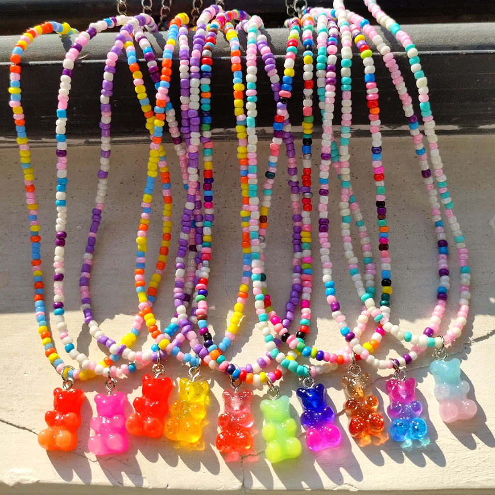 2021 Korea New Cute Gummy Bear Pendant Beaded Necklaces For Women Y2K Multicolor Rice Beads Choker Necklaces Daily Party Jewelry
2021 Korea New Cute Gummy Bear Pendant Beaded Necklaces For Women Y2K Multicolor Rice Beads Choker Necklaces Daily Party Jewelry