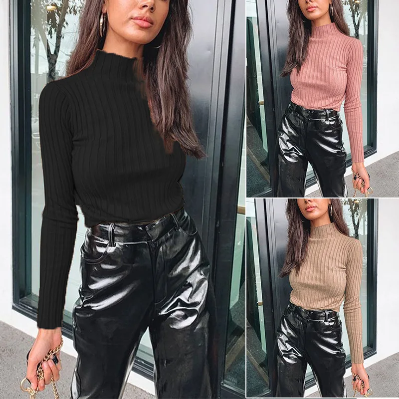 Autumn Solid Color Long Sleeve High Neck Slim Bottoming Shirt Women's Top Khaki Pink Black Sweater
Autumn Solid Color Long Sleeve High Neck Slim Bottoming Shirt Women's Top Khaki Pink Black Sweater